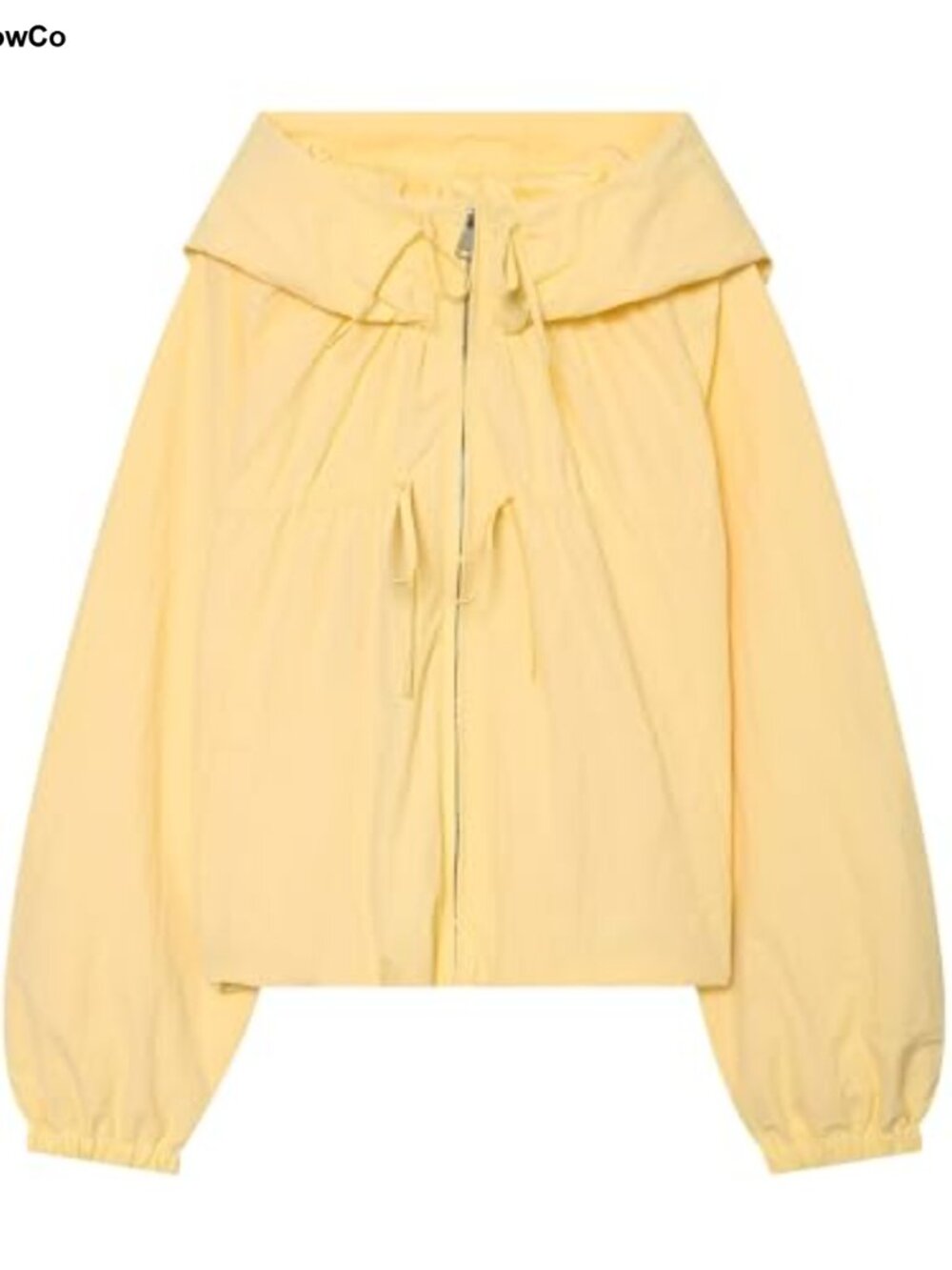 Wyeysyt Women's Lightweight Windbreaker Jacket Gathered Hooded Zip Front